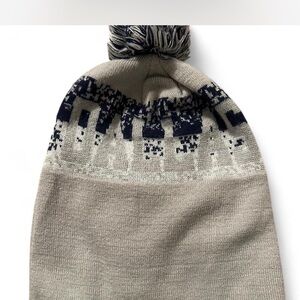 Grey and Navy Dallas Cowboy Pom Pom Beanie